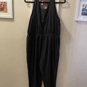 Lightweight drawstring waist jumpsuit.